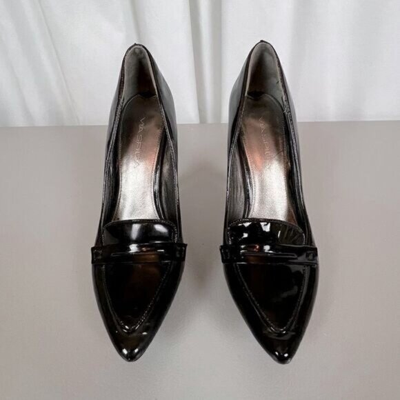 VIA SPIGA WOMENS PATENT LEATHER HEELS BLACK SIZE 8M - Picture 2 of 8
